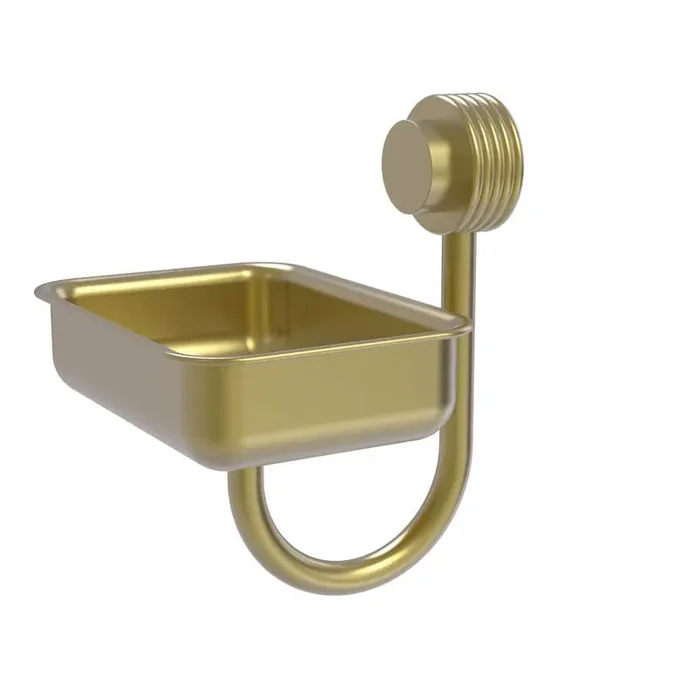(1-Pack) Venus Collection Wall Mounted Soap Dish in Satin Brass with Groovy Accents