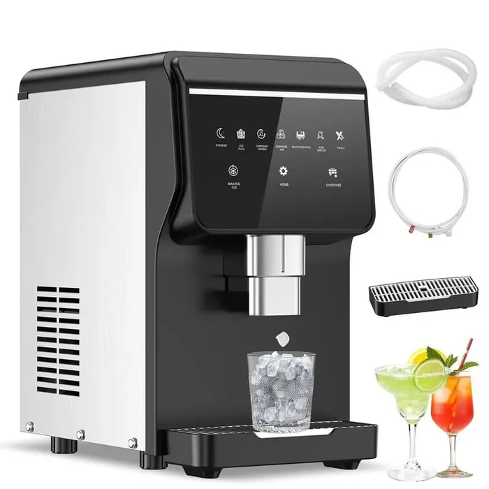 12 in 100 lbs. Full Size Ice Cubes per day Portable Nugget Countertop Freestanding Ice Maker in Black 4 Adjustable Feet