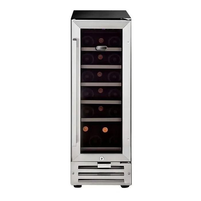 12 in. Single Zone 18 Bottles Undercounter Built-In Wine Cooler Refrigerator w/ Lock Stainless Steel LED