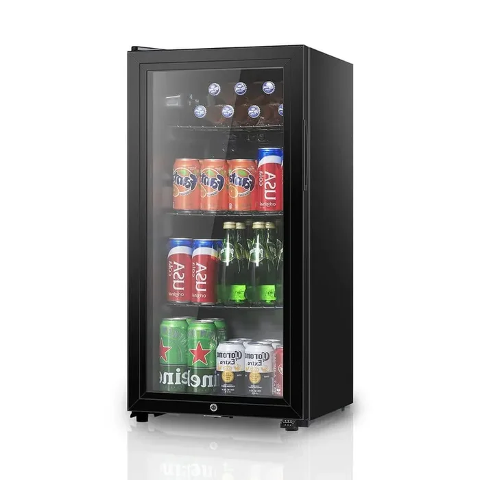 15.75 in. Single Zone Beverage and Wine Cooler in Black with Double Glass Door and Adjustable Shelving