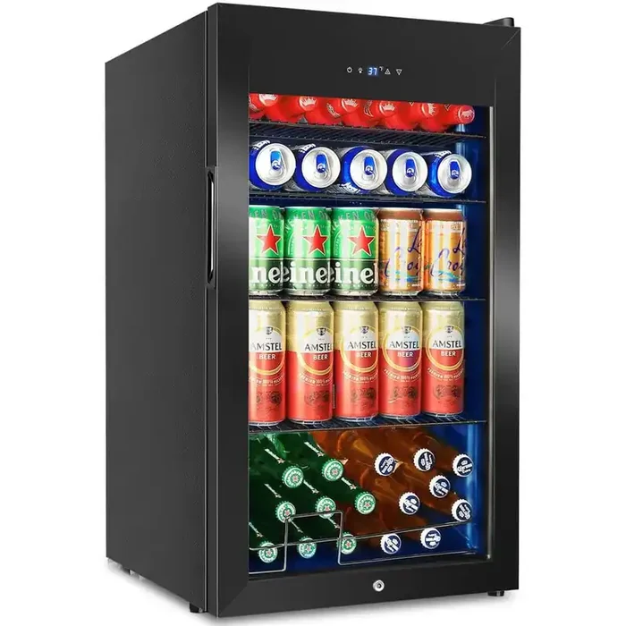 17.51 in. Single Zone Freestanding 126-Cans Stainless Steel Beverage Cooler in Black