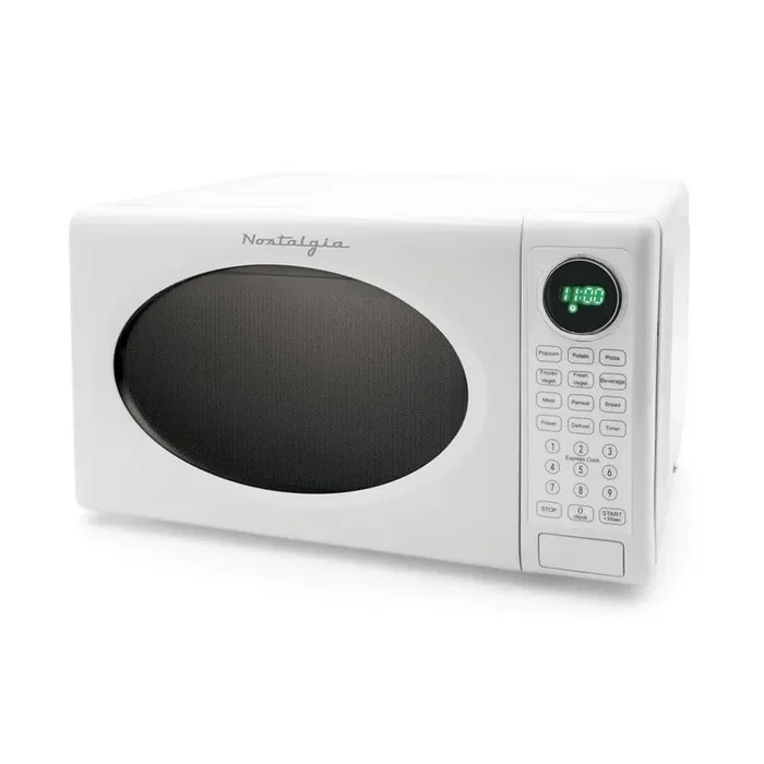 18 in. 0.7 cu. ft. Retro Microwave in White with Accessory Bundle