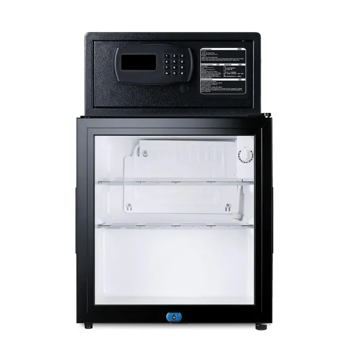 18 in. 1.6 cu. ft. Mini Refrigerator in Glass/Black with Safe