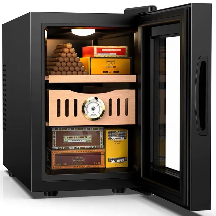 18L Electric Humidor 100 Counts Cigar Humidor with Hygrometer, Heating Cooling Control, Electric Cooling Wine Chiller