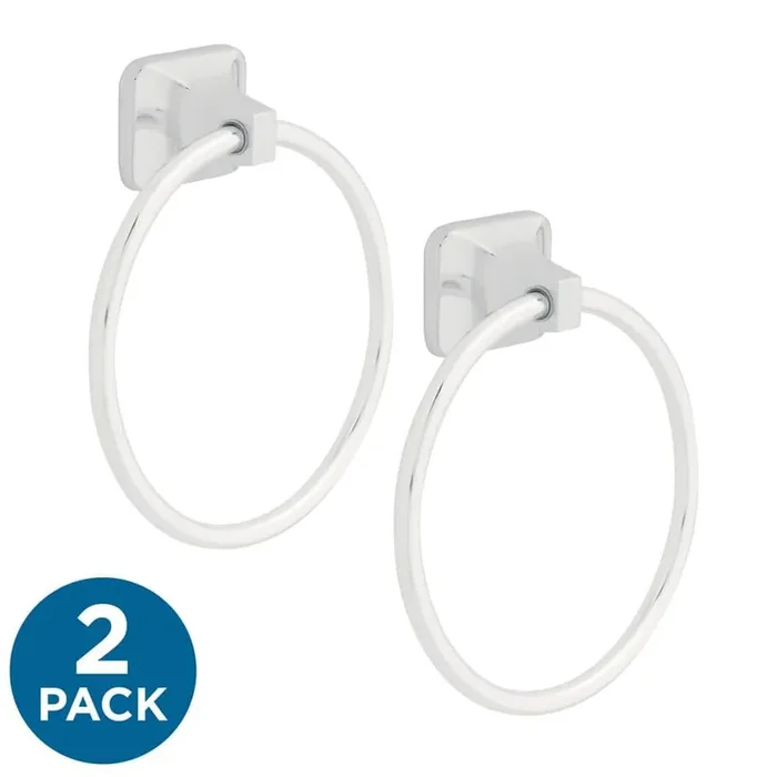 (2-Pack) Futura Wall Mount Round Closed Towel Ring Bath Hardware Accessory in Polished Chrome