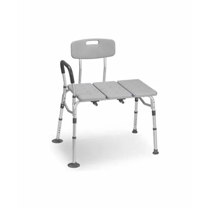 22 in. W Adjustable Shower Transfer Bench with Backrest Soft Arm Support Non Slip Bath Seat for Seniors White