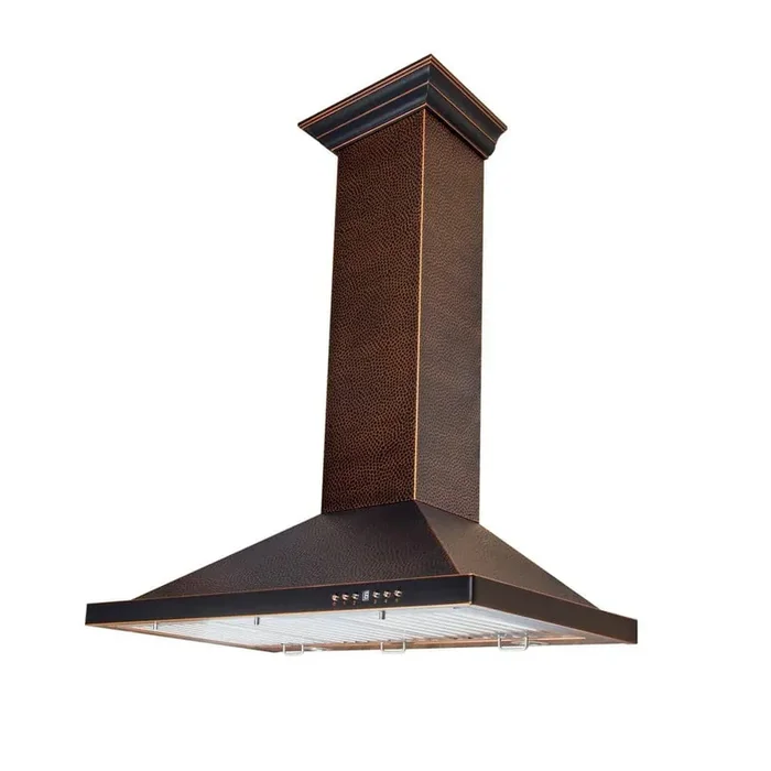 30 in. 400 CFM Convertible Vent Wall Mount Range Hood in Hand Hammered Copper