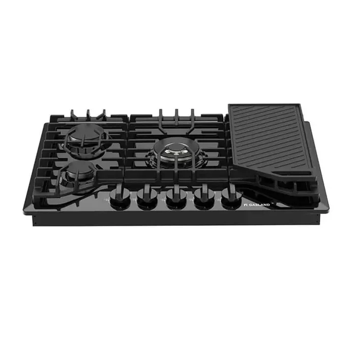 30 in. Recessed Gas Cooktop in Stainless Steel with 5 Burners and Griddle, CSA Certified, Black