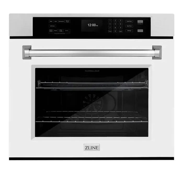 30 in. True Convection Single Wall Oven with Air Fry and Self Clean in Satin Stainless Steel with White Matte Door