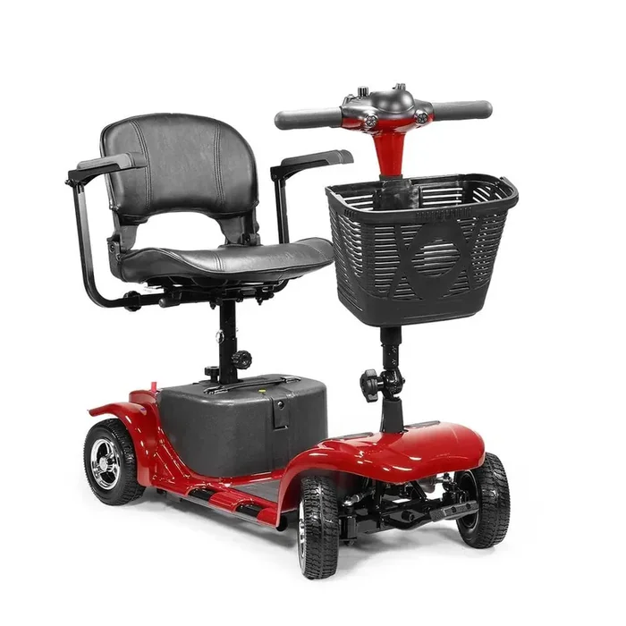 4-Wheel Electric Mobility Scooter Compact Heavy Duty For Adults Seniors Handicapped Elderly Travel Wheelchair-RED