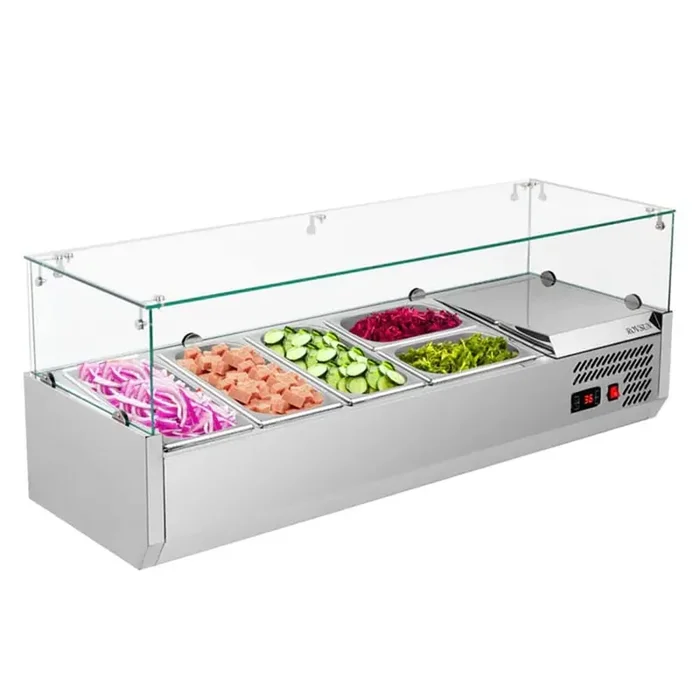47 in. 25.1 qt. Stainless Steel Sandwich Prep Table with 3 1/3 pan plus 2 1/4 pan