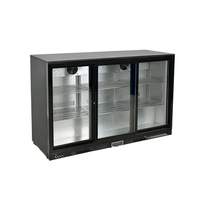 53.1 in. 11.01 cu. ft. Commercial NSF Merchandiser Beverage Back Bar Cooler Slide Door EKSB35S in Black