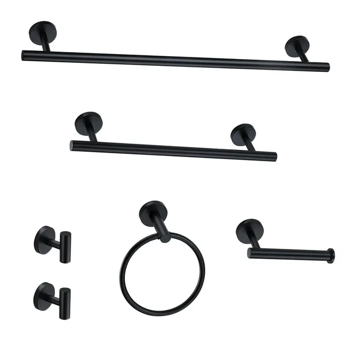 6-Piece Bath Hardware Set 24 and 16 in. with Mounting Hardware in Matte Black