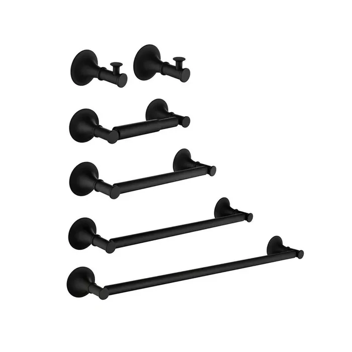 6-Piece Wall Mounted Bathroom Towel Rack Set-Matte Black