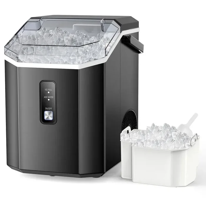 8.66 in. 33 lbs. Portable Countertop Nugget/Pebble Ice Maker in Black