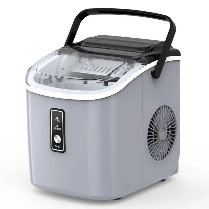 9.4 in. 26. 5 lb. /24H Bullet Ice Countertop Portable Ice Maker w/ Basket and Scoop in Grey, 9-Cubes/6Mins Auto-Cleaning