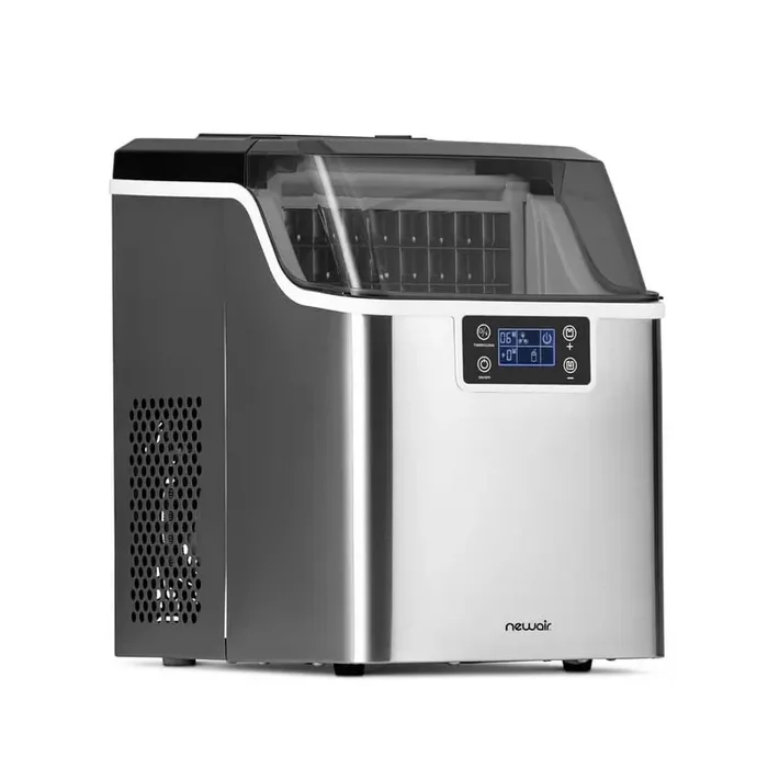 9.9 in. 45 lbs. Countertop Full Size Clear Ice Cube Maker,Stainless Steel w/Self-Cleaning Function,Refillable Water Tank