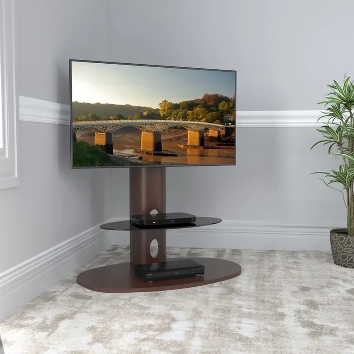 AVF Affinity Chepstow 93cm Oval Pedestal Walnut TV Stand, for TVs 32 – 65″