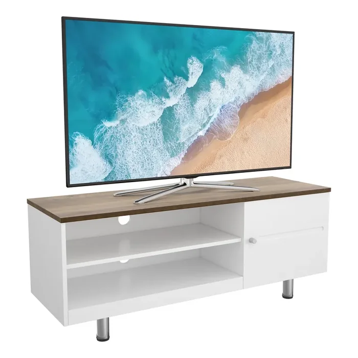 AVF Whitesands 1.2m TV Stand – Satin White & Wood
