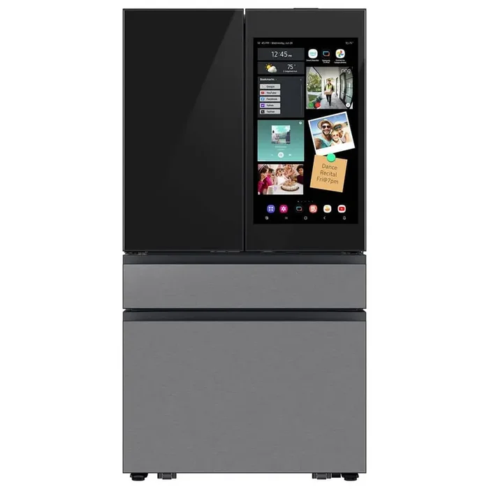 Bespoke 23 cu. ft. Counter Depth 4-Door French Door Refrigerator in Charcoal Glass/Stainless Steel with AI Family Hub+