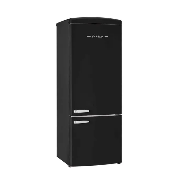 Classic Retro 28 in. 16.7 cu. ft. Frost Free Bottom Freezer Fridge in Matte Black, Energy Star