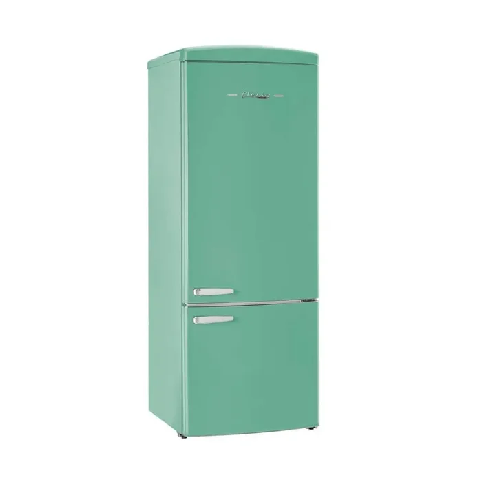 Classic Retro 28 in. 16.7 cu. ft. Frost Free Bottom Freezer Fridge in Ocean Mist Turquoise, Energy Star