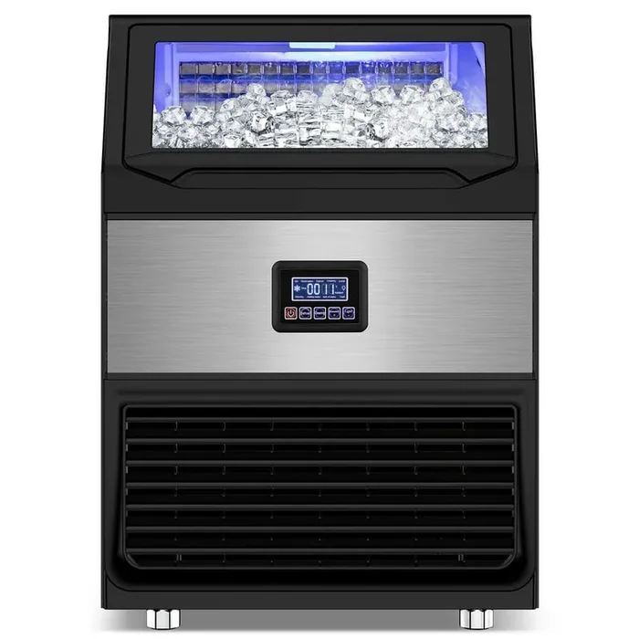 Commercial Ice Maker 220 lb./24 H Freestanding Ice Maker Machine with 65 lb. Storage, Stainless Steel