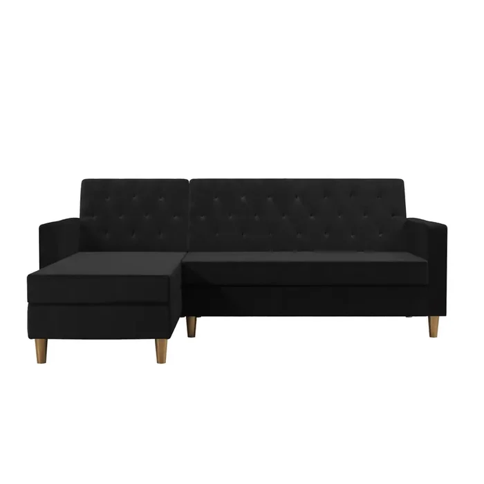 CosmoLiving Liberty Sectional Sofa Bed with Storage Black