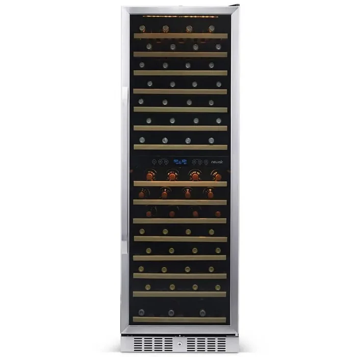 Dual Zone 160-Bottle Built-In Wine Cooler Fridge with Smooth Rolling Shelves and Quiet Operation – Stainless Steel