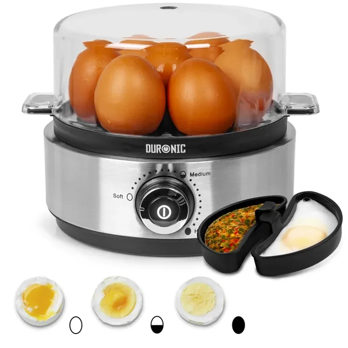 Duronic Electric Egg Boiler EB40 BK Steamer for Eggs 400W Automatic Egg Boiler Electronic Omelette Maker Poacher for 7 Soft, Medium & Hard Boiled Eggs