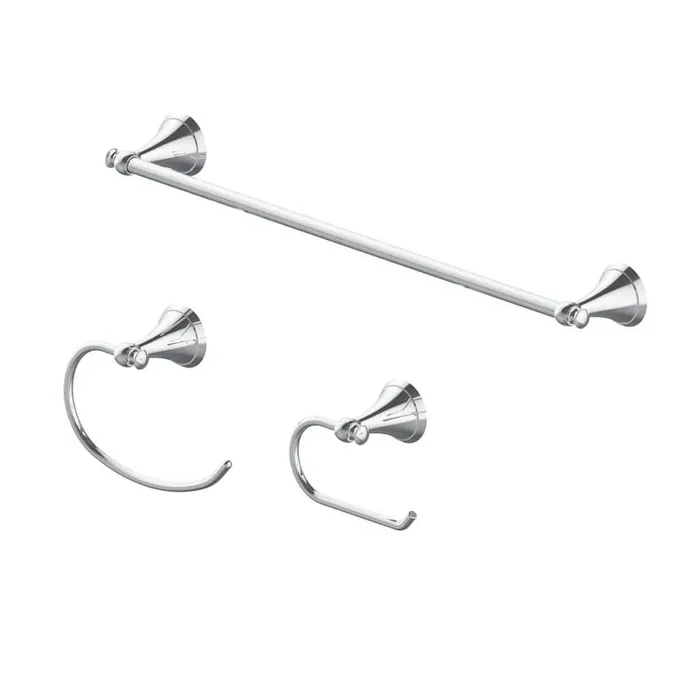 Haverside 3-Piece Bath Hardware Set with 24 in. Towel Bar, Towel Ring and TP Holder in Polished Chrome