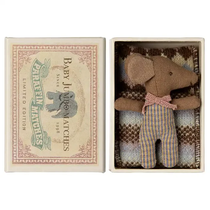 Maileg, Sleepy Wakey Baby Mouse in Matchbox – Rose