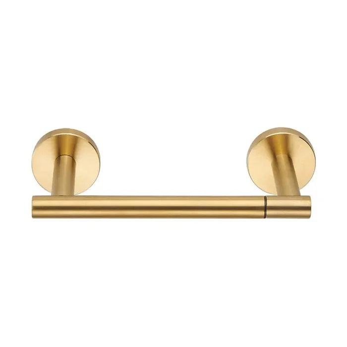 Modern Wall Mount Double Post Pivoting Toilet Paper Holder Bath Hardware Accessory in Brushed Gold