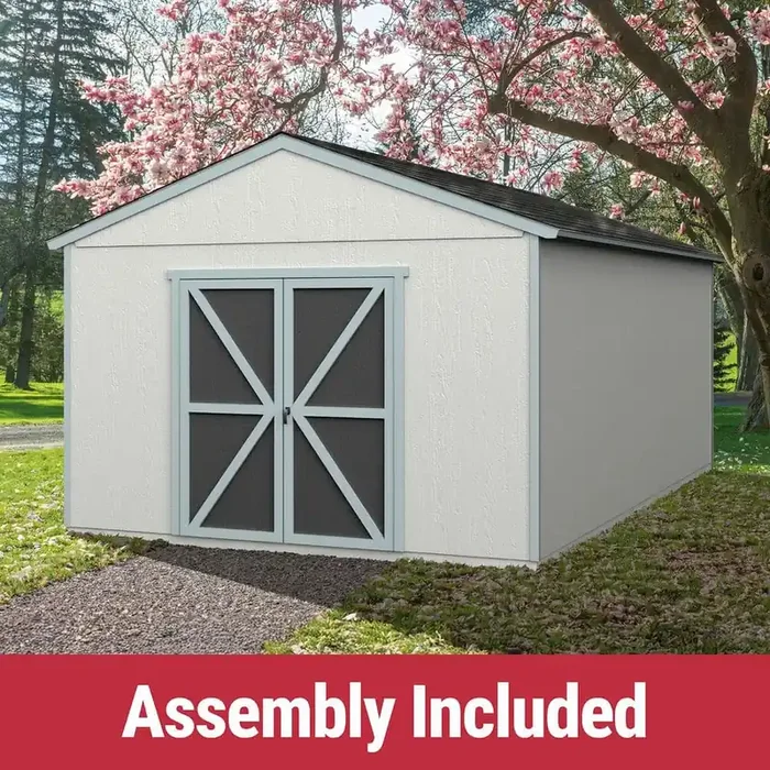 Pro Assembled Astoria 12 ft. x 20 ft. Wood Garden Shed Storage with Floor – Autumn Brown Shingle (240 sq. ft.)