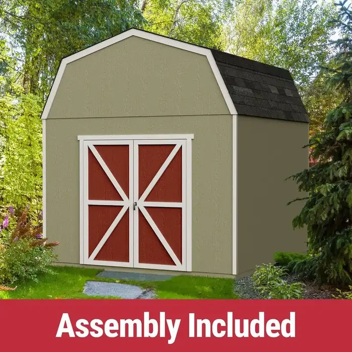Pro Assembled Braymore 10 ft. x 10 ft. Wood Barn Storage Shed with Floor and Smartside -Driftwood Shingles (100 sq. ft.)