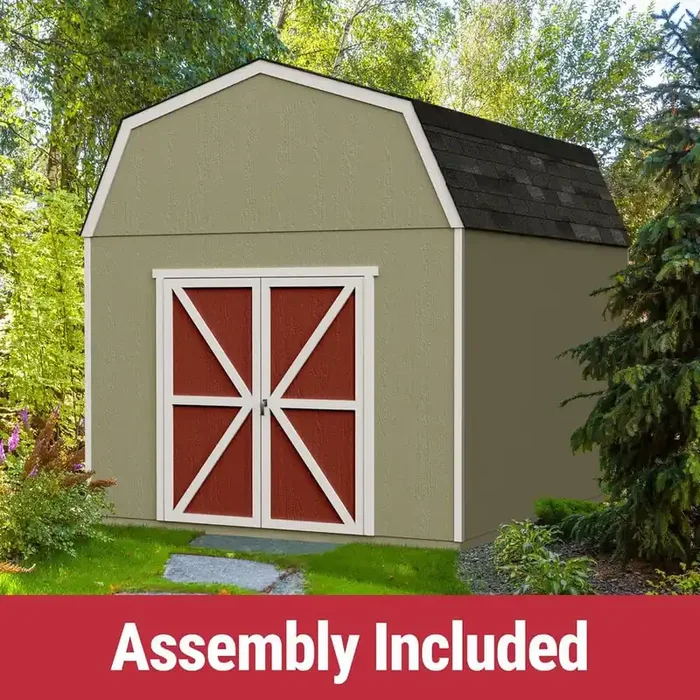 Pro Assembled Braymore 10 ft. x 12 ft. Wood Barn Storage Shed w/ Floor and Smartside -Onyx Black Shingles (120 sq. ft.)