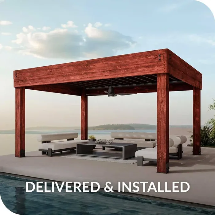 Professionally Assembled Contemporary 16 ft. x 16 ft. Pergola Premium Timber Pergola with 8 in. x 8 in. Solid Posts