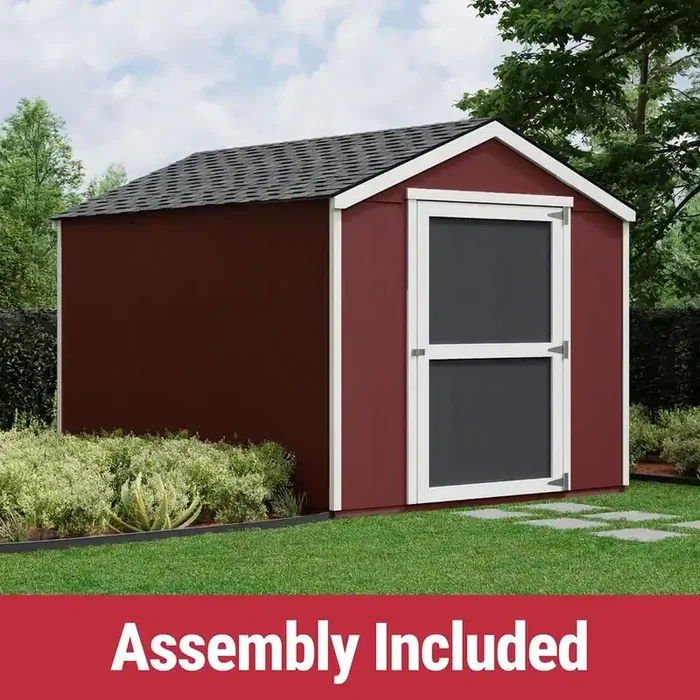 Professionally Assembled Madera 8 ft. W x 12 ft. D Wood Garden Shed Storage with Floor – Black Shingles (96 sq. ft.)