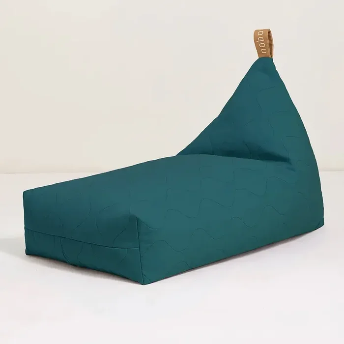 Quilted Bean Bag L1N0 in Washed Organic Cotton Deep Blue