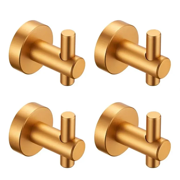 Round knob Bathroom Robe/Towel Hook in Brushed Gold (4-Pack)