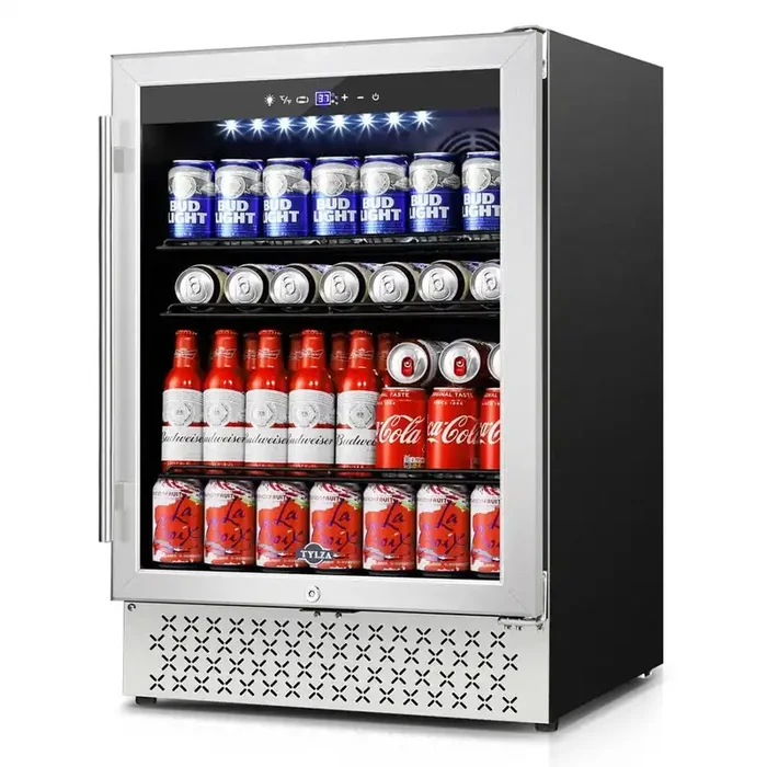 Single Zone 23 .4 in. 190 (12 oz.) Can Beverage Cooler Built-in and Freestanding in Stainless Steel with Childproof Lock