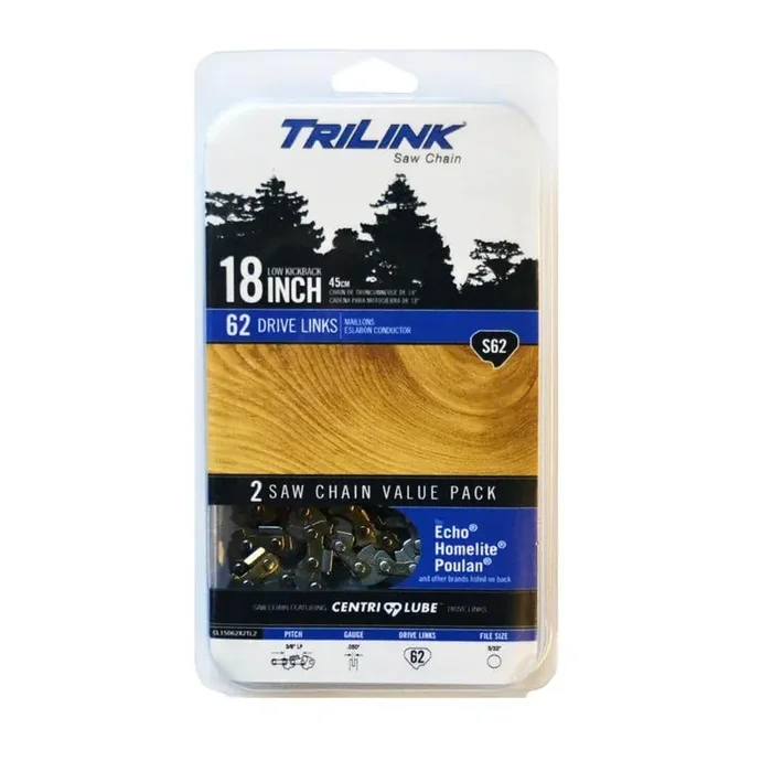 Twin Pack 18 in. S62 Semi Chisel Chainsaw Chain