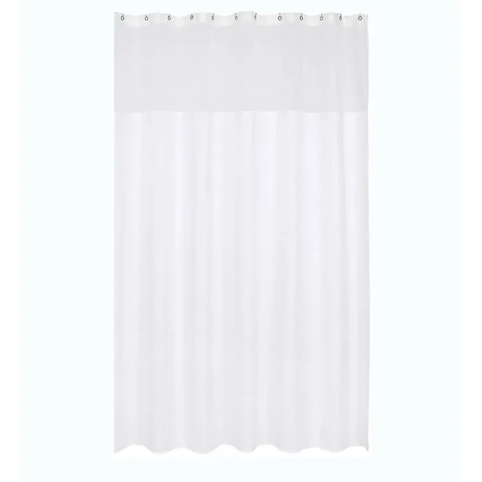 Waffle Weave Shower Curtain Set with Snap-in Fabric Liner and 12 Hooks Hotel Style Waterproof Heavyweight White 71×7 PVC